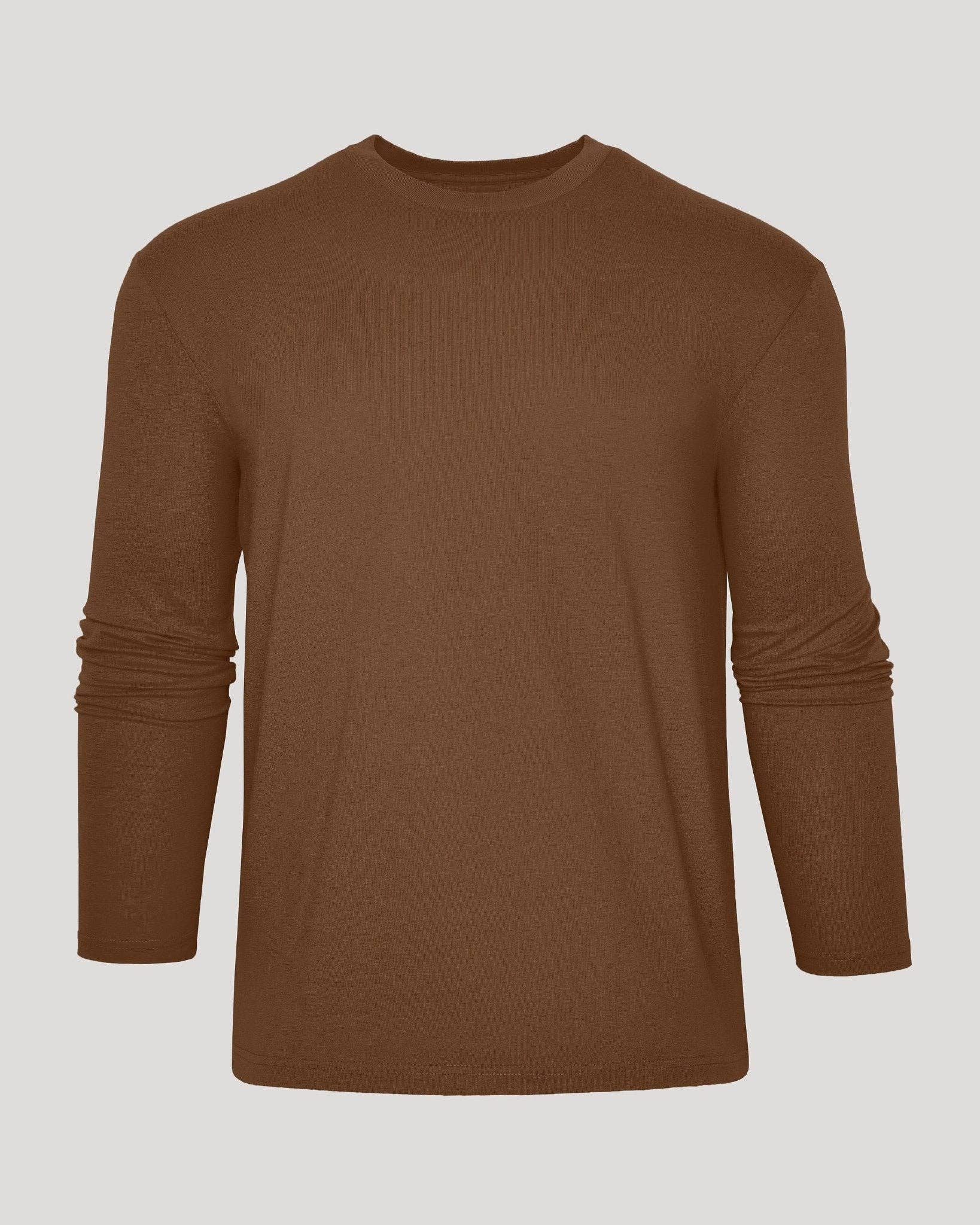 Brown long-sleeve shirt on a light gray background