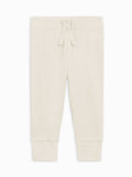 Beige jogger pants on a white background